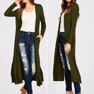 OLIVE DUSTER/ CARDIGAN